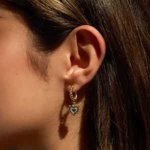 Annie Haak Enamel Heart Gold Plated Hoop Earrings - Turquoise