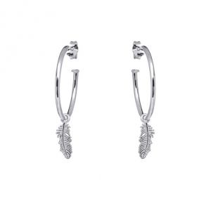 Annie Haak Feather Silver Hoop Earrings E0149