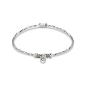 Annie Haak Labradorite Crystal Heart Silver Charm Bracelet. Item code B2577