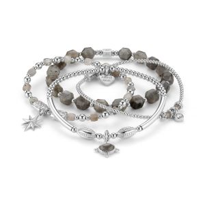 Annie Haak Labradorite Quartet Silver Bracelet Stack. Item code BS306-