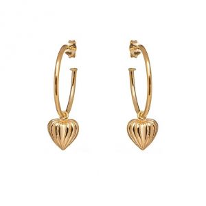 Annie Haak Lined Heart Gold Hoop Earrings