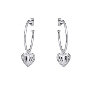 Annie Haak Lined Heart Silver Hoop Earrings