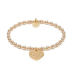 Annie Haak Mini Orchid Gold Charm Bracelet - Heart with Stars B2094-17