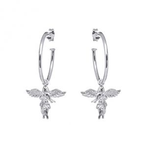 Annie Haak My Guardian Angel Silver Hoop Earrings E0151