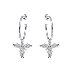 Annie Haak My Guardian Angel Silver Hoop Earrings E0151