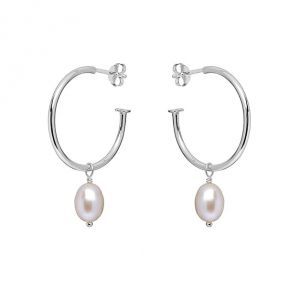 Annie Haak Pearl Drop Hoop Silver Earings-E0262