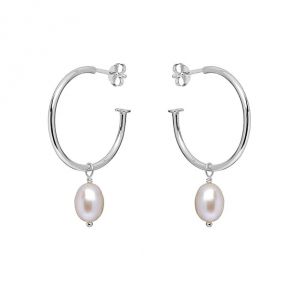 Annie Haak Pearl Drop Hoop Silver Earings-E0262