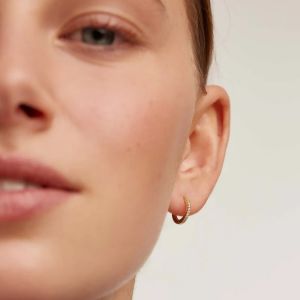 PDPaola White Zirconia Mini Hoop Earrings - Gold