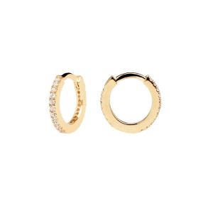 PDPaola White Zirconia Mini Hoop Earrings - Gold