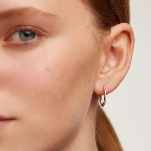 PDPaola White Zirconia Medium Hoop Gold Earrings