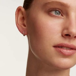 PDPaola White Zirconia Mini Hoop Silver Earrings