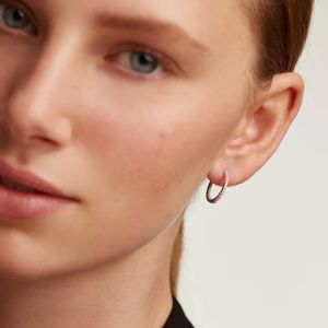 PDPaola White Zirconia Medium Hoop Silver Earrings