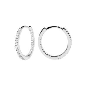 PDPaola White Zirconia Medium Hoop Silver Earrings
