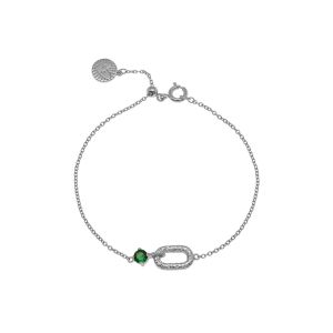 Amelia Scott Vintage Oval Bracelet in Emerald Green and Silver