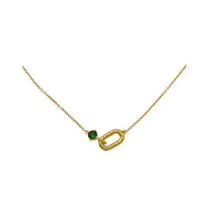 Amelia Scott Vintage Oval Necklace in Emerald Green and Gold
