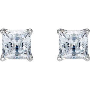 Attract Pierced Earrings, White, Rhodium plated 5509936