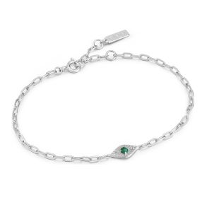 Ania Haie Malachite Evil Eye Bracelet - Silver B039-03H-M