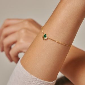Enamel Copenhagen Soleil Petrol Green Gold Bracelet. Item code B78GM_petrol.