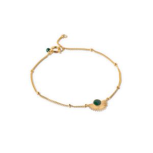 Enamel Copenhagen Soleil Petrol Green Gold Bracelet. Item code B78GM_petrol.