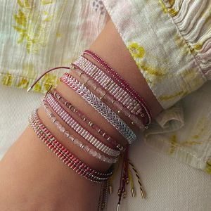 Boho Betty Iztac Candy Ombre Silver Woven Slider Bracelet