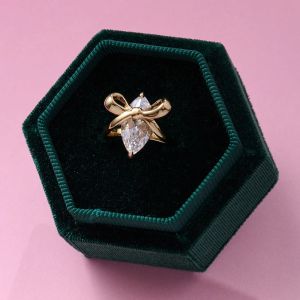 Amelia Scott Bow Gold Ring Clear with Cubic Zirconia AS22TRR90M