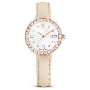 Swarovski Certa Leather Strap Watch - Beige Rose Gold Tone Finish 5672968