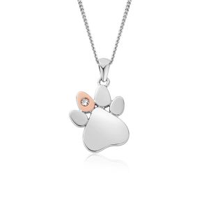 Clogau Paw Print White Topaz Pendant 3SPWP0225