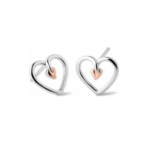 Clogau Tree of Life Small Heart Sterling Silver Stud Earrings. Item code 3STOL0704.