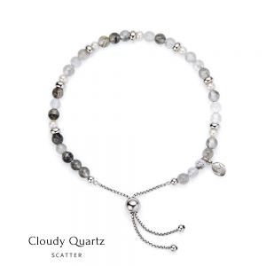 Jersey Pearl Sky Bracelet - Scatter Style in Cloudy Quartz and Silver 1827880