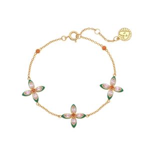 Amelia Scott Lucky Clover Gold Bracelet with Green Enamel Blush Pink AS22TRB20