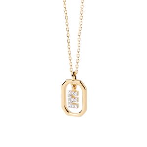 PDPaola Mini Letter E Gold Necklace CO01-516