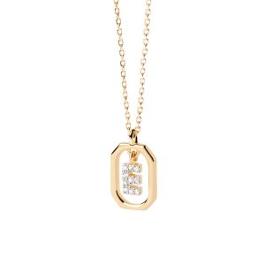 PDPaola Mini Letter E Gold Necklace CO01-516