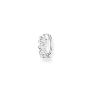 Thomas Sabo Single Earring - Mixed White Stone Hoop Earring in Silver CR665-051-14