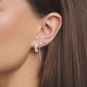 Thomas Sabo Single Earring - Mixed White Stone Hoop Earring in Silver CR665-051-14