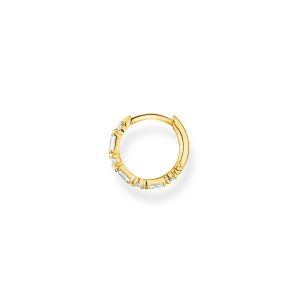 Thomas Sabo Single Earring - Mixed White Stone Slim Hoop in Gold