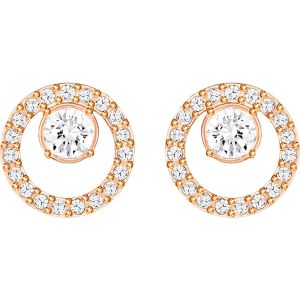 Swarovski Creativity Circle Pierced Earrings, White, Rose Gold Plating 5199827