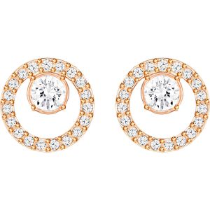 Swarovski Creativity Circle Pierced Earrings, White, Rose Gold Plating 5199827