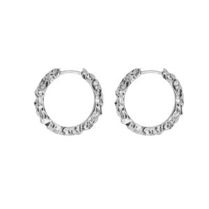 IX Crunchy Edge Hoop Earrings - Silver