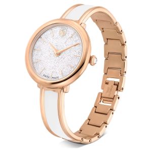 Swarovski Crystalline Bangle watch Metal Bracelet - White with Rose Gold Tone Finish
