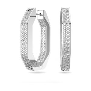 Swarovski Dextera Hoop Earrings Medium - White with Rhodium Plating 5618308