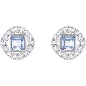 Swarovski Angelic Square Pierced Earrings, Blue, Rhodium Plating 5352048