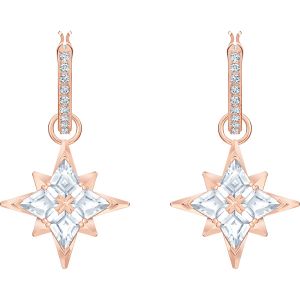 Swarovski Symbolic Star Hoop Pierced Earrings, White, Rose Gold Plating 5494337 