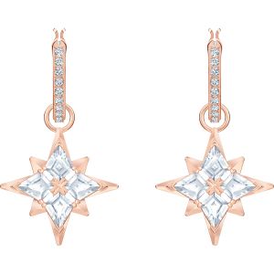 Swarovski Symbolic Star Hoop Pierced Earrings, White, Rose Gold Plating 5494337 