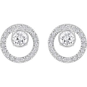 Swarovski Creativity Circle Pierced Earrings, Small, White, Rhodium Plating 5201707
