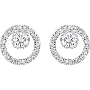 Swarovski Creativity Circle Pierced Earrings, Small, White, Rhodium Plating 5201707
