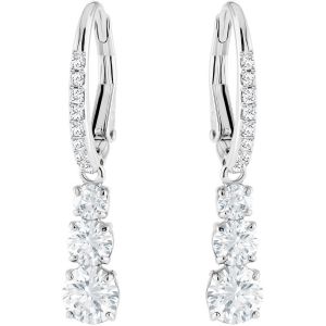 Swarovski Attract Trilogy Round Pierced Earrings, White, Rhodium Plating 5416155