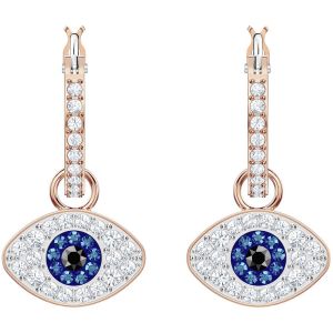 Swarovski Duo Evil Eye Hoop Earrings, Multi-coloured, Rose Gold Plating 5425857