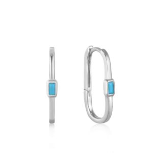 Ania Haie Turquoise Oval Hoop Earrings - Silver - E033-05H