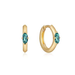 Ania Haie Teal Sparkle Emblem Huggie Hoop Earrings - Gold
