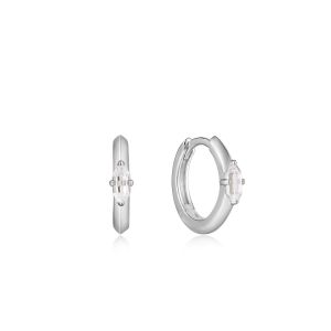 Ania Haie Sparkle Emblem Huggie Hoop Earrings - White and Silver